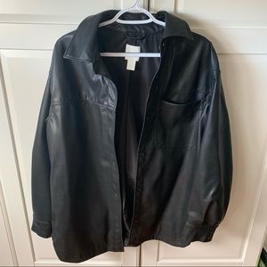 H&M faux leather shirt jacket